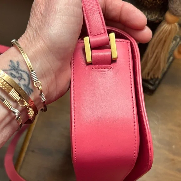 Saint Laurent Pink Leather YSL Crossbody with Gold Logo - Picture 5 of 9